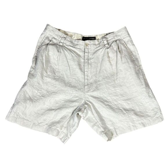 Vintage Banana Republic Shorts Size 34 Tan 100% Linen Y2K Preppy Classic Relaxed - Picture 1 of 7